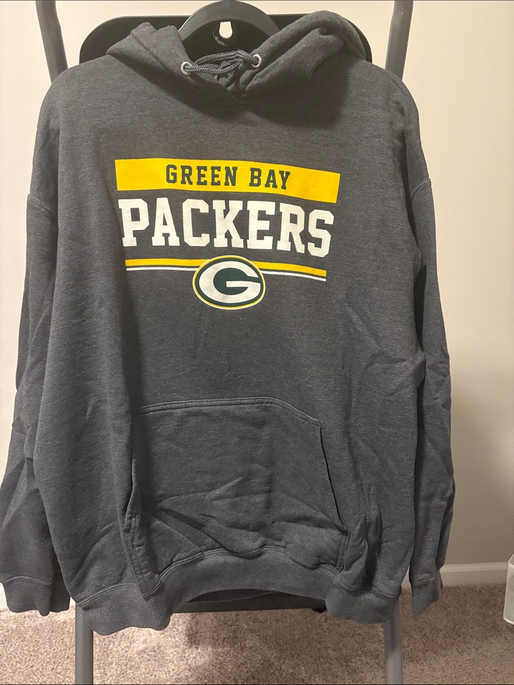 Green Bay Packers Charcoal Gray Pullover Hoodie